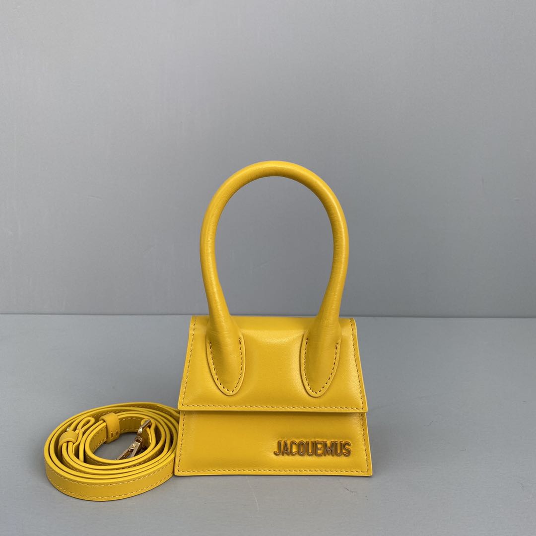 Ja*qvemvs le chiquito mini leather bag yellow 213ba01 12 x 8 x 5 cm