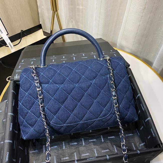 ch**el small coco grained calfskin with top handle flap bag De*1m a92991 28.5 x 18.25 x 11.75 cm