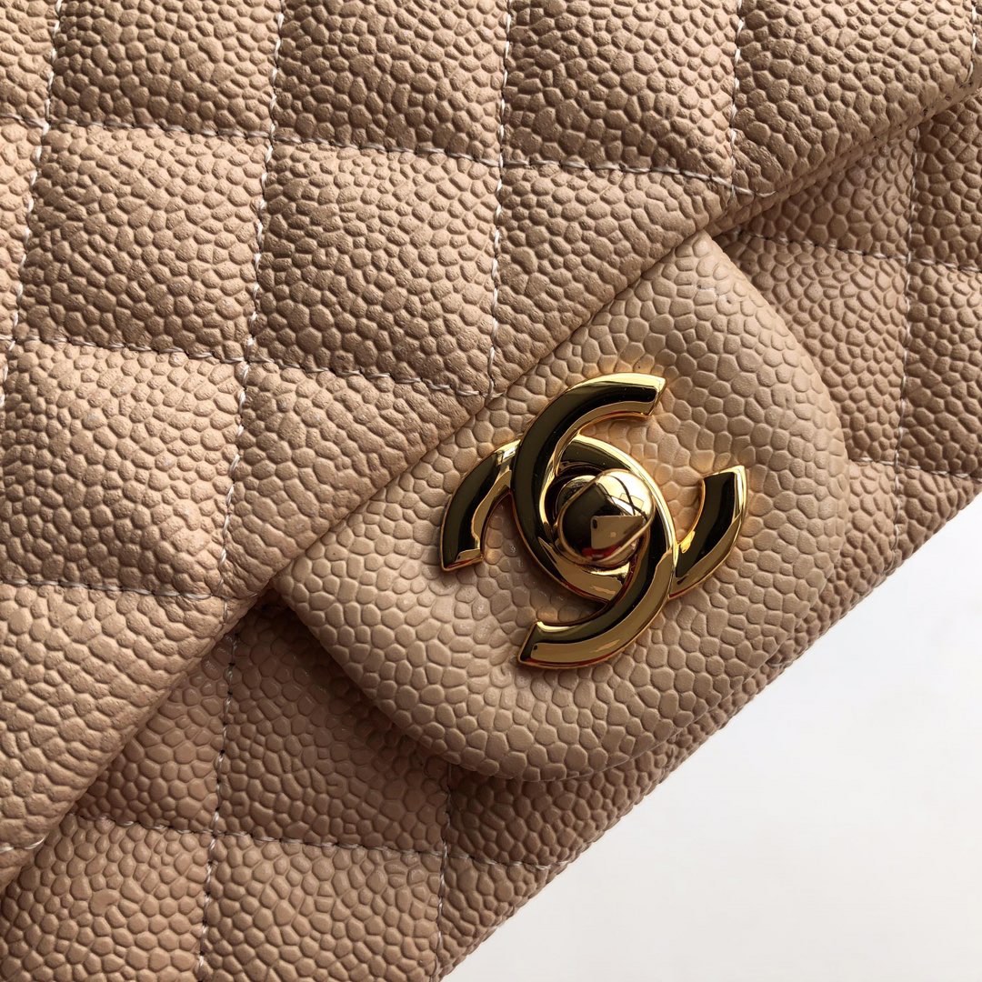 ch**el mini flap bag caviar G01den metal beige a35200 17cm