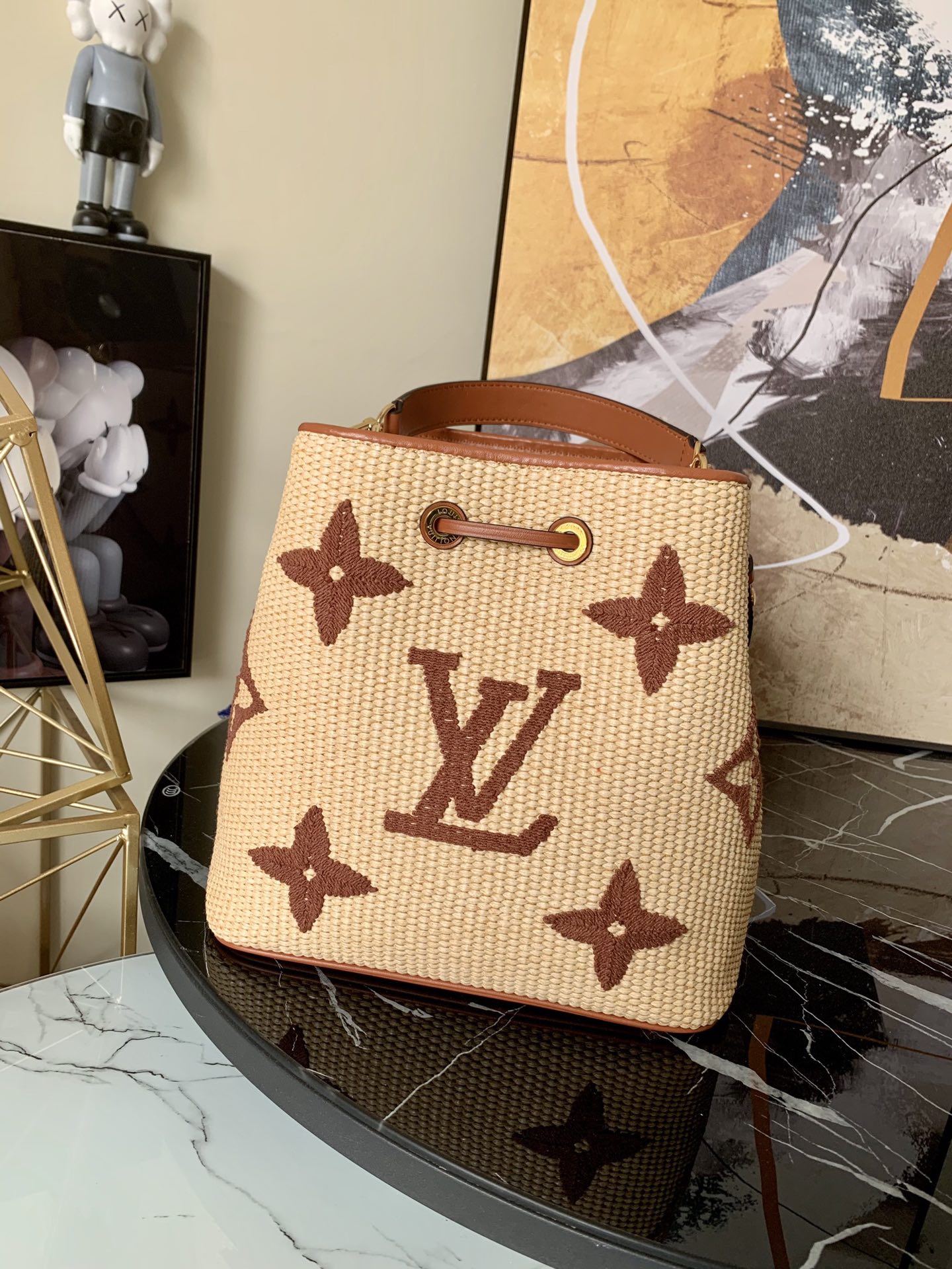 l0vis Vvtt0n nÉonoÉ mm monogram raffia tan m57704 26cm