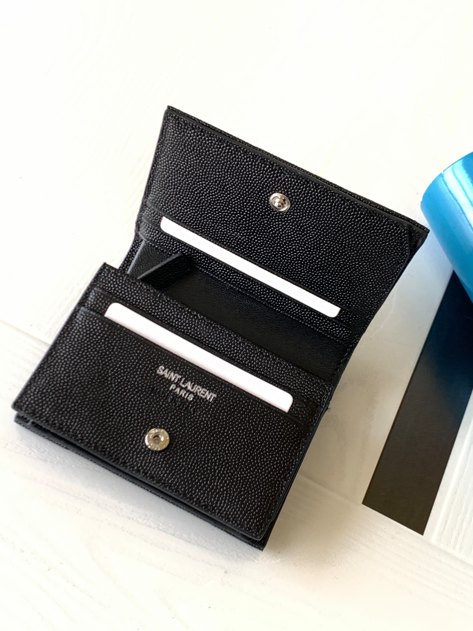 Y51 monogram card case in grain de poudre embossed leather silver metal black 530841 11 x 8.5 x 3 cm