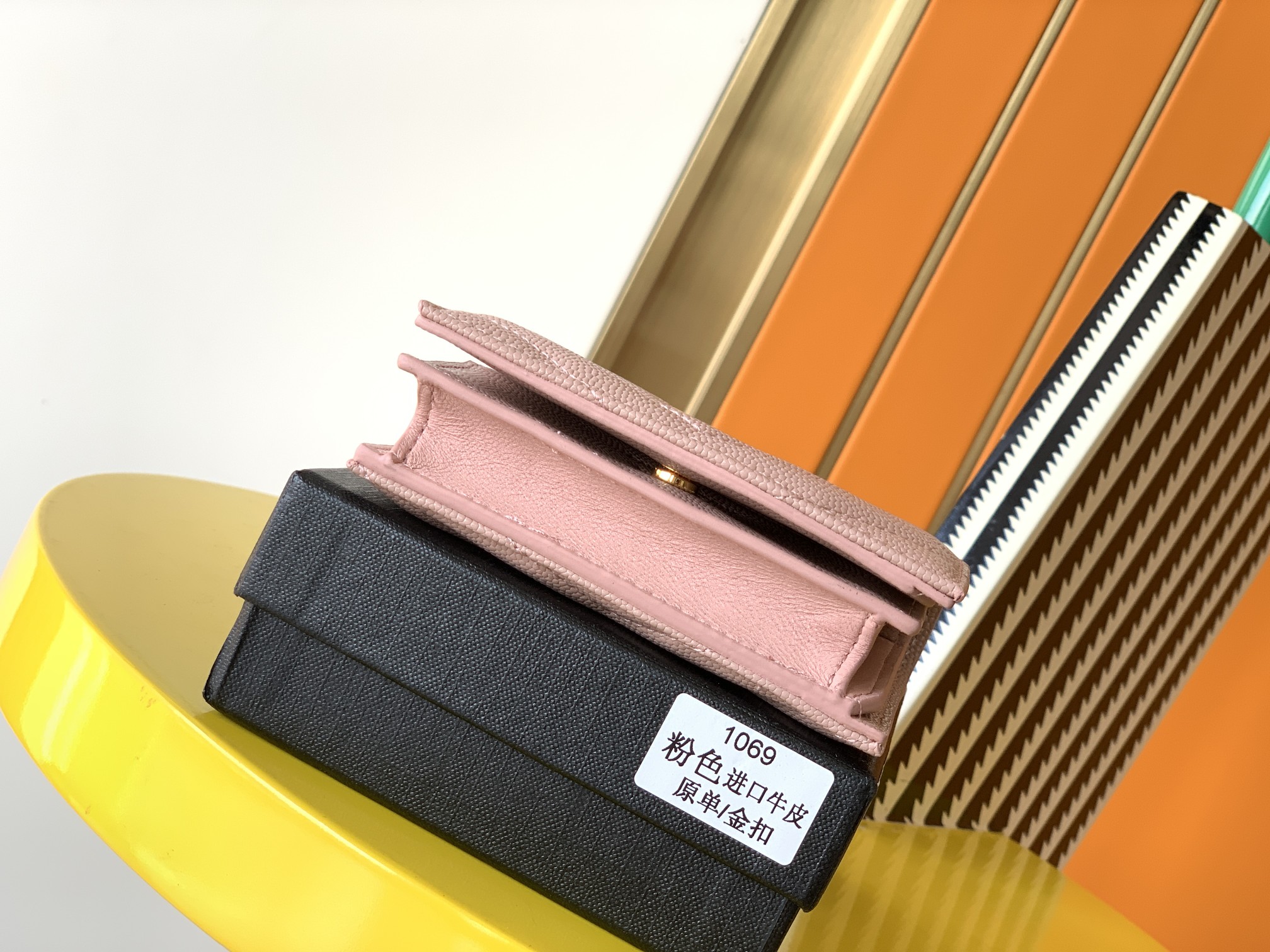 Y51 monogram card case in grain de poudre embossed leather nude pink 530841 11 x 8.5 x 3 cm