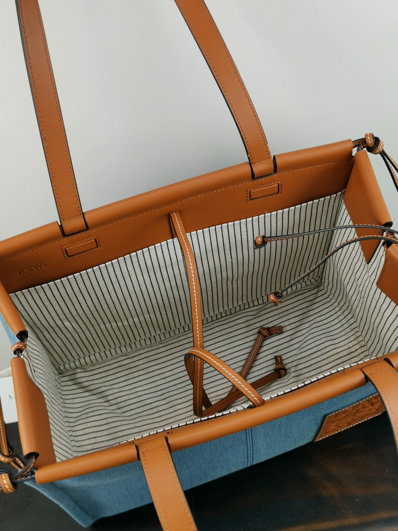 l0ew* large cushion tote bag canvas and calfskin De*1m 330.02ab90 35 x 27 x 19 cm