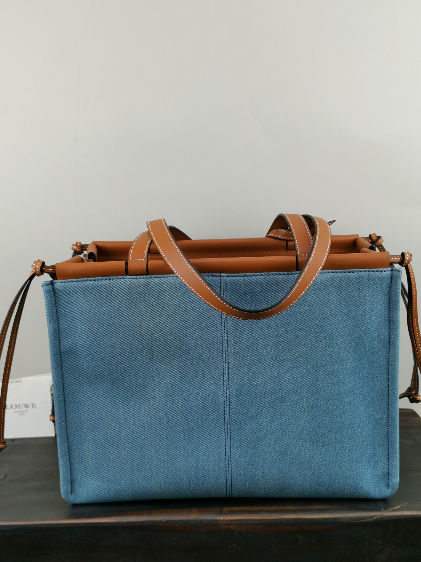l0ew* large cushion tote bag canvas and calfskin De*1m 330.02ab90 35 x 27 x 19 cm