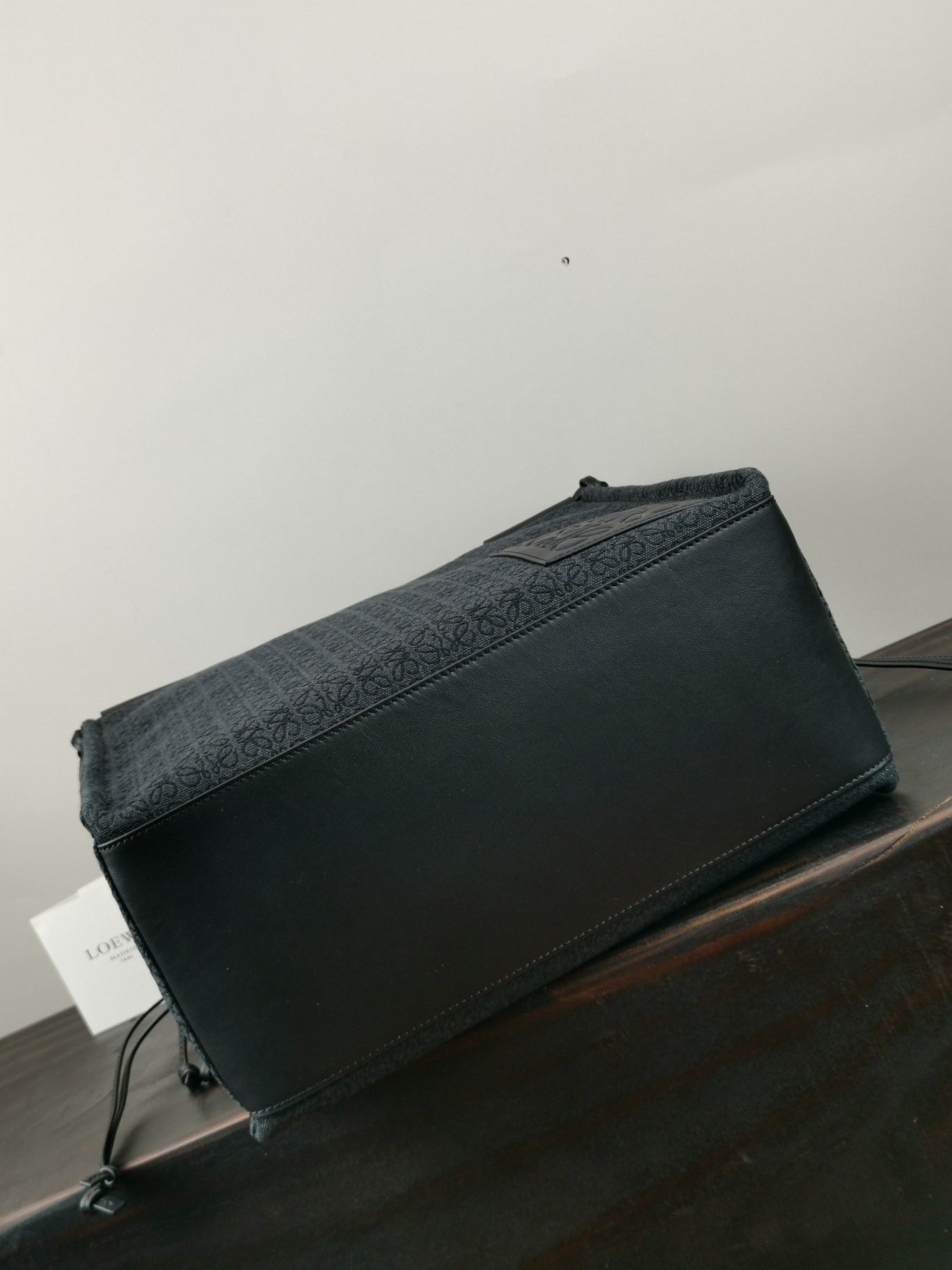 L0ew* small cushion tote anagram jacquard and calfskin black a612a93x25 32 x 24 x 16 cm