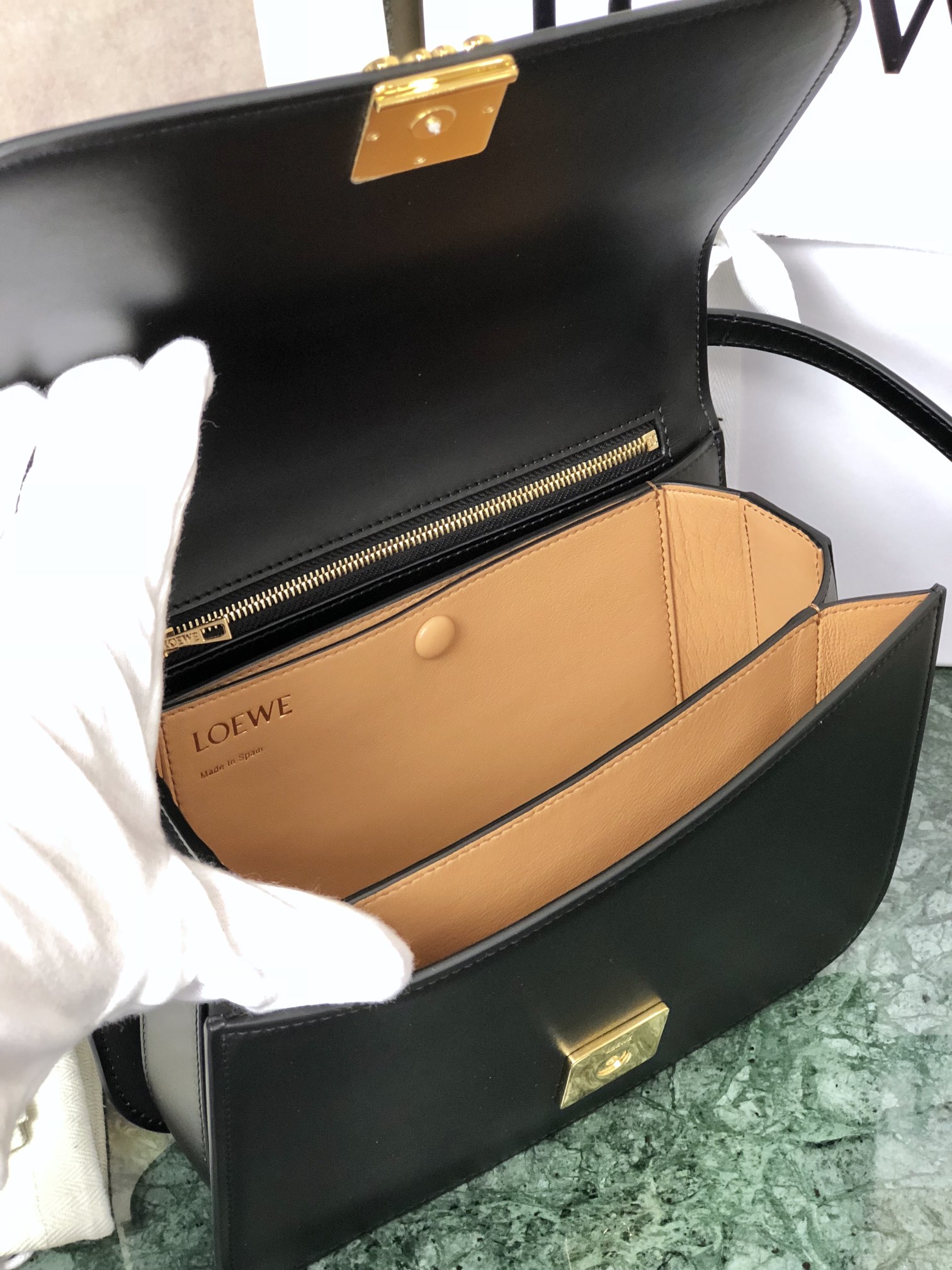 L0ew* medium goya bag silk calfskin black a896n01x03 23 x 15 x 6.5 cm