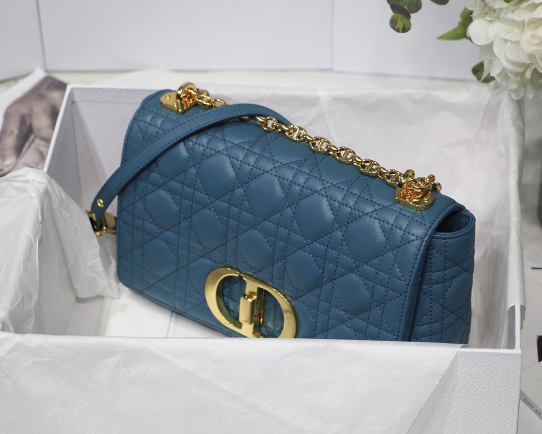 d10r medium caro bag S*pple cannage calfskin steel blue m9242 25.5 x 15.5 x 8 cm