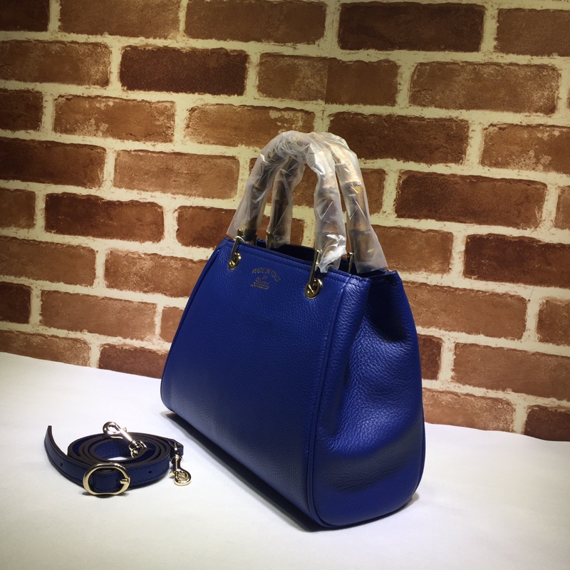 Gvc*1 bamboo shopper leather tote navy 336032 28 x 22 x 12 cm
