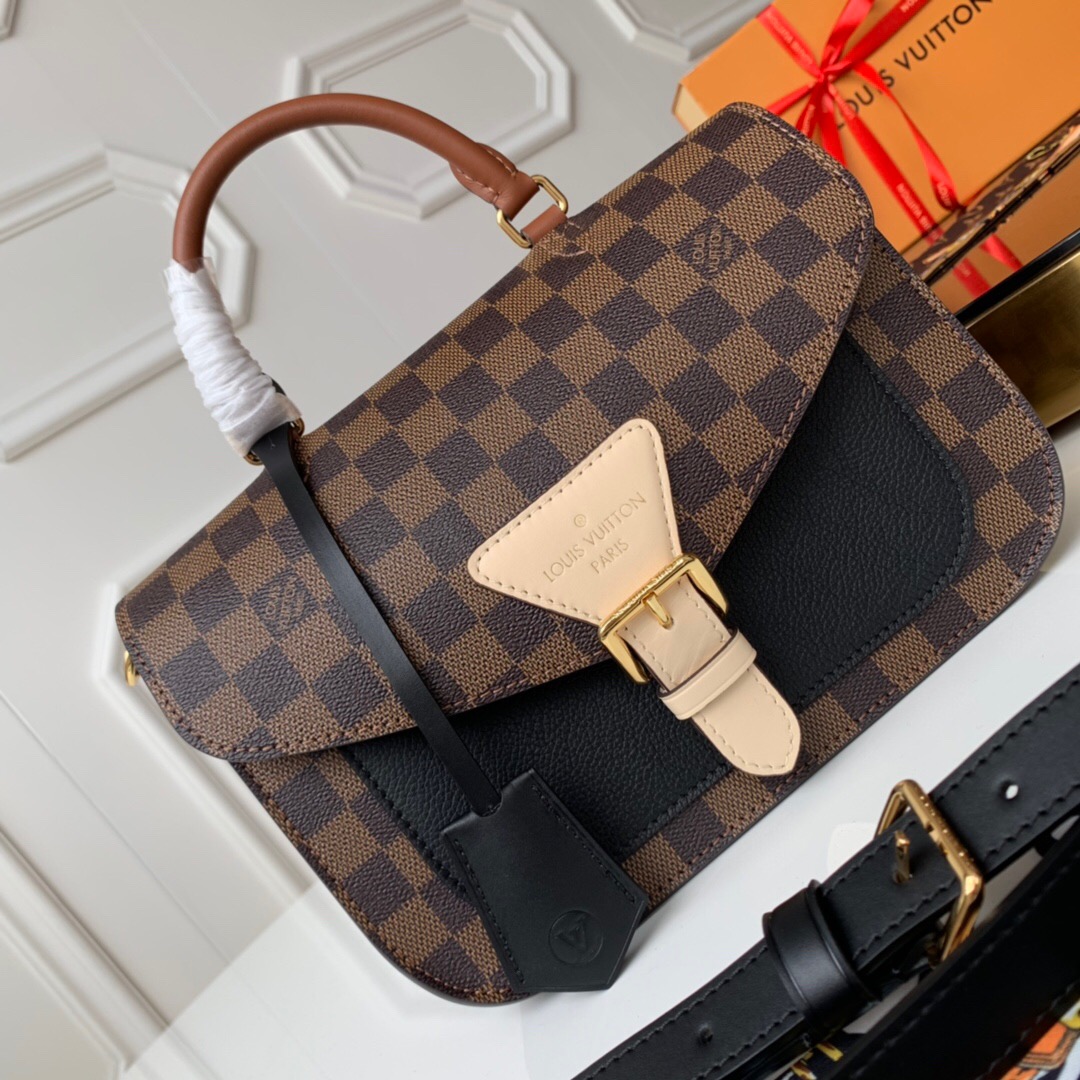 l0vis Vvtt0n beaumarchais 2way crossbody bag damier ebene canvas black/beige n40148 25 x 18.5 x 9.5 cm