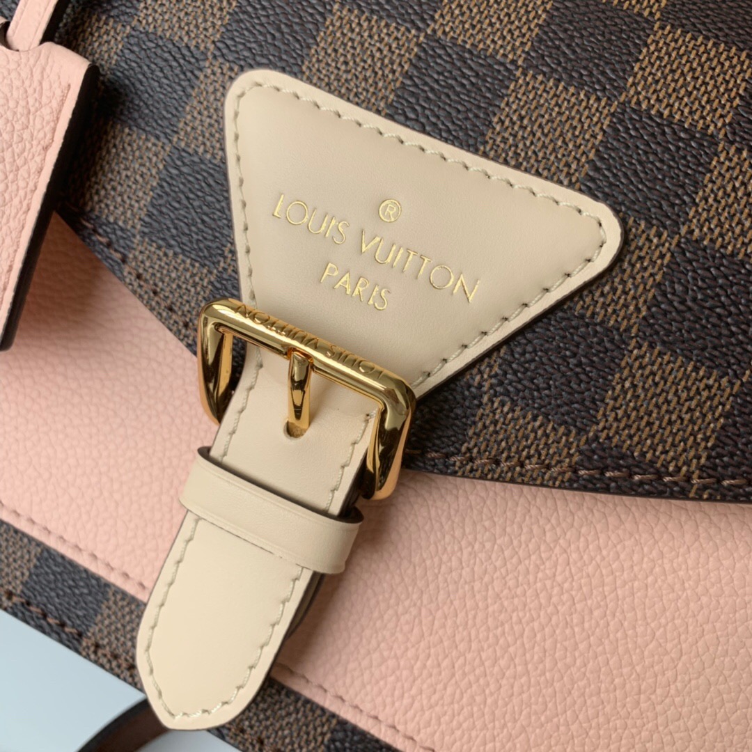 l0vis Vvtt0n beaumarchais 2way crossbody bag damier ebene canvas rose pink/beige n40148 25 x 18.5 x 9.5 cm
