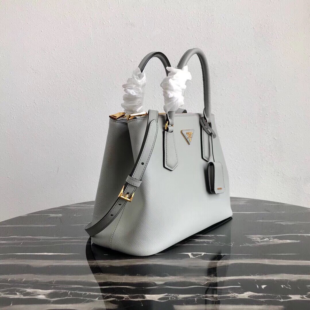 Pra*a medium galleria saffiano gray 1ba232 31 × 22.5 × 13.5 cm