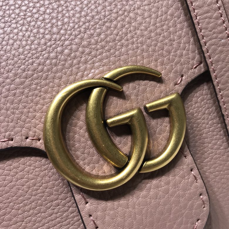 Gvc*1 gg marmont small top handle bag powder pink leather 421890 31 x 13 x 23 cm