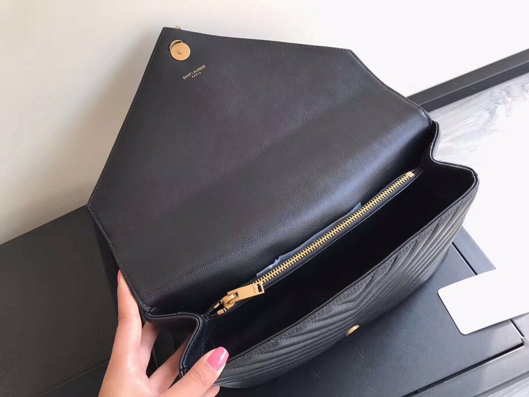 Y51 large college tote leather gold metal black 392738 32 x 21 x 8 cm