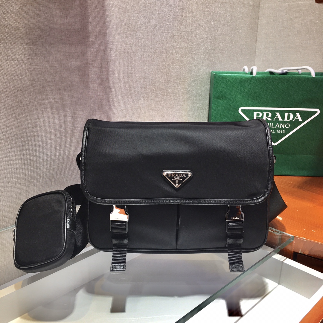 Pra*a nylon shoulder bag black 2vd769 26 x 20 x 10 cm