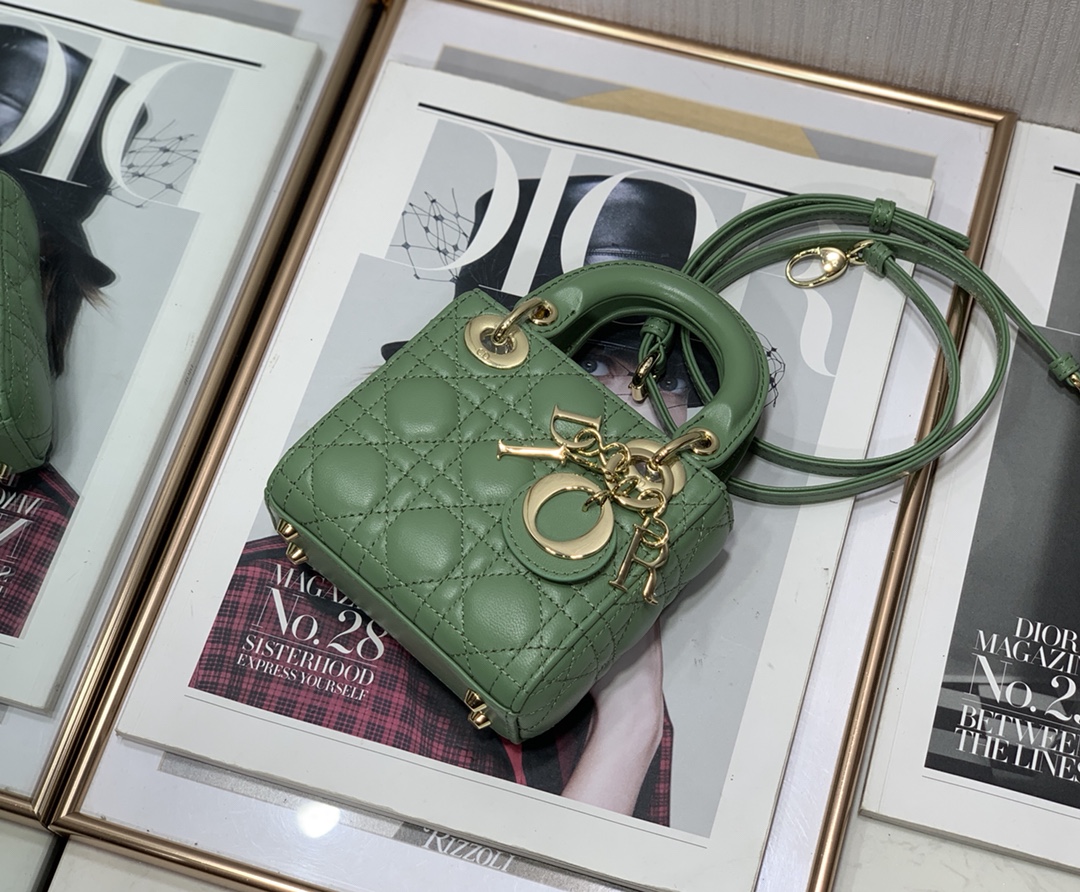D10r micro lady D10r bag lambskin dark mint s0856 12cm