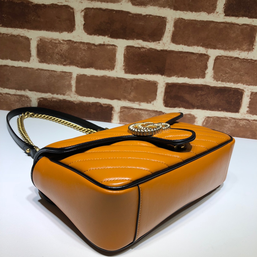 Gvc*1 gg marmont small shoulder bag brown/black ‎443497 26 x 15 x 7 cm
