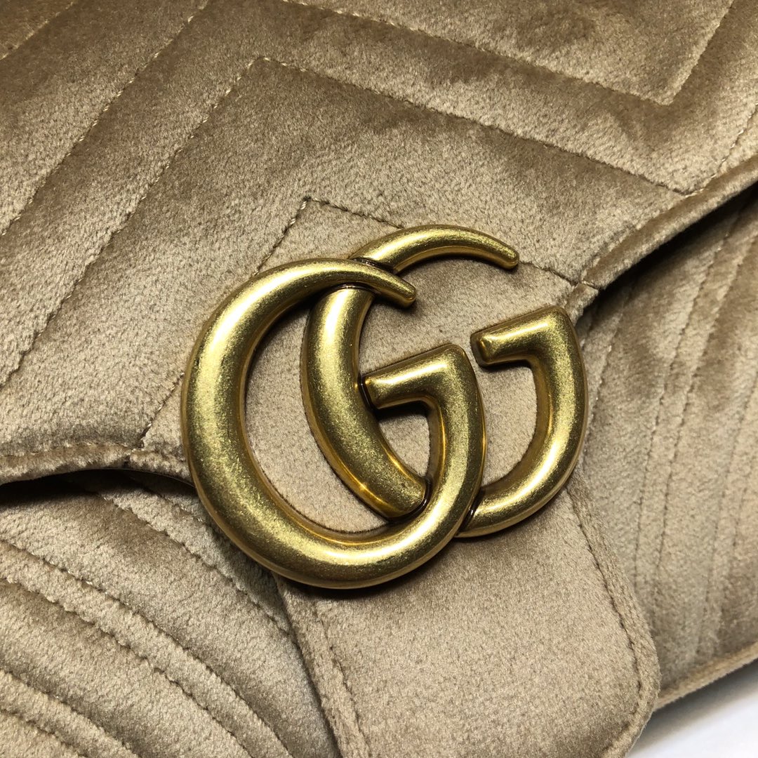 Gvc*1 gg marmont small shoulder bag velvet light beige ‎443497 26 x 15 x 7 cm