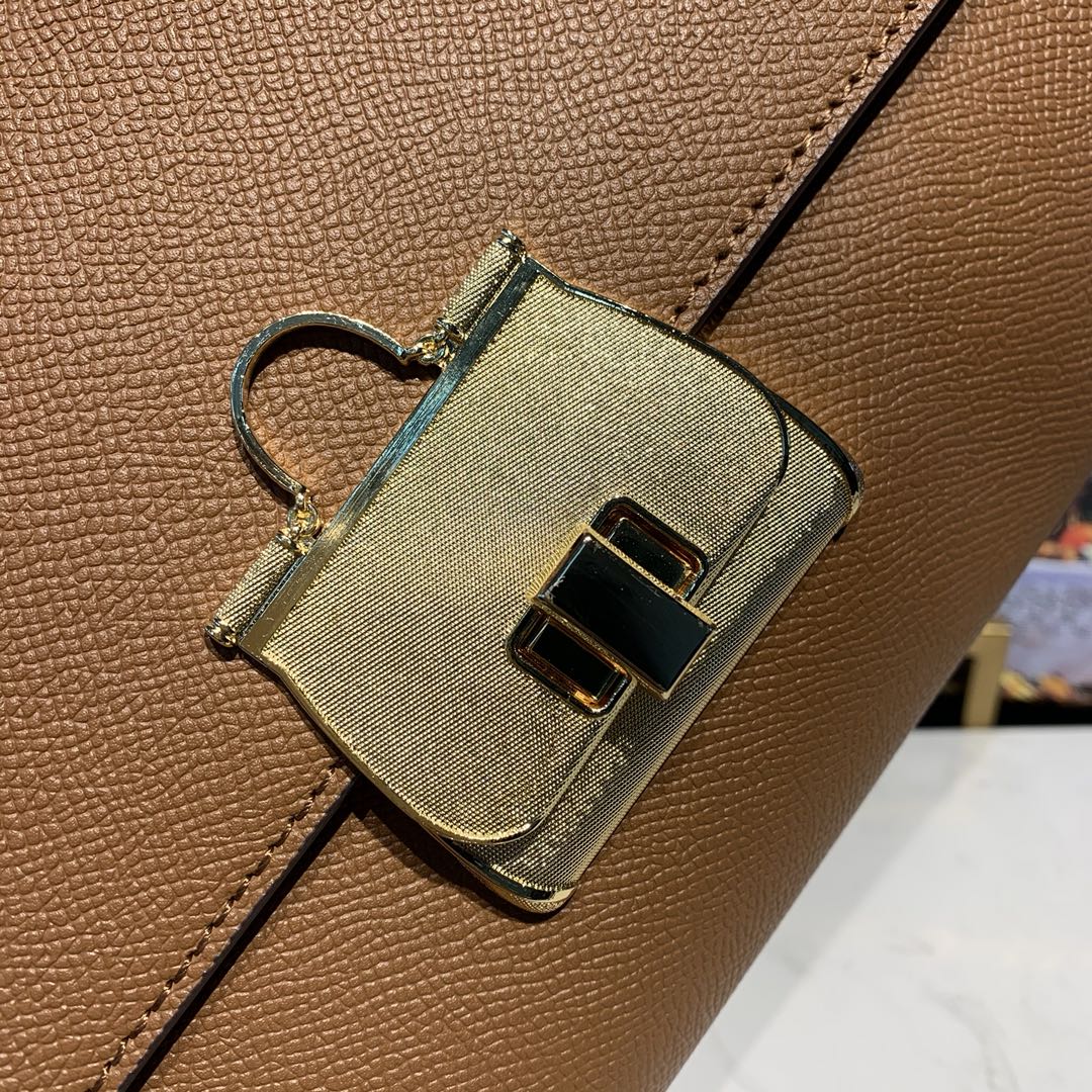d01ce & Gab*a*a medium dauphine leather sicily bag brown bb6002 25 x 12 x 22 cm