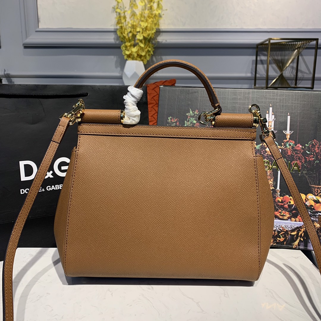 d01ce & Gab*a*a medium dauphine leather sicily bag brown bb6002 25 x 12 x 22 cm