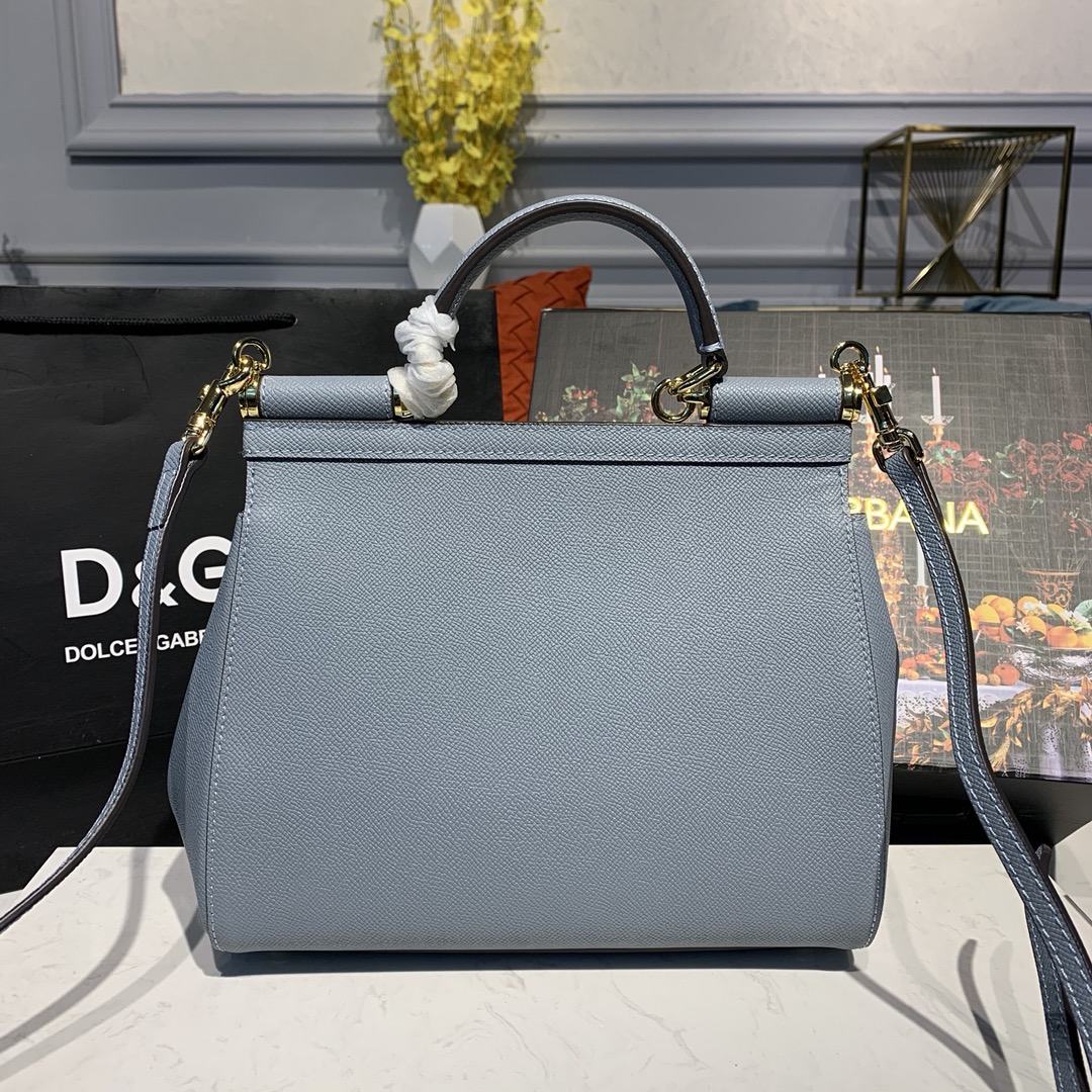 d01ce & Gab*a*a medium dauphine leather sicily bag light blue bb6002 25 x 12 x 22 cm