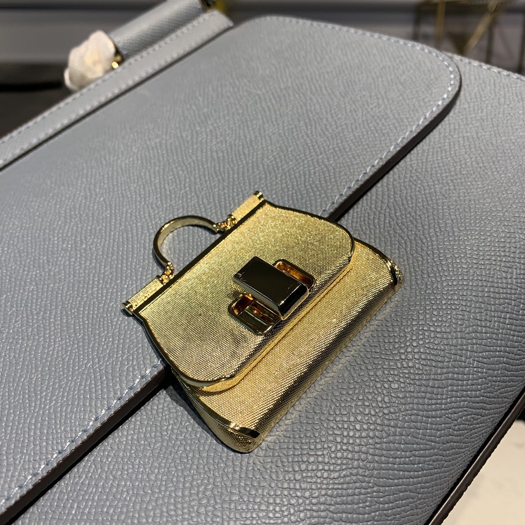 d01ce & Gab*a*a medium dauphine leather sicily bag light blue bb6002 25 x 12 x 22 cm