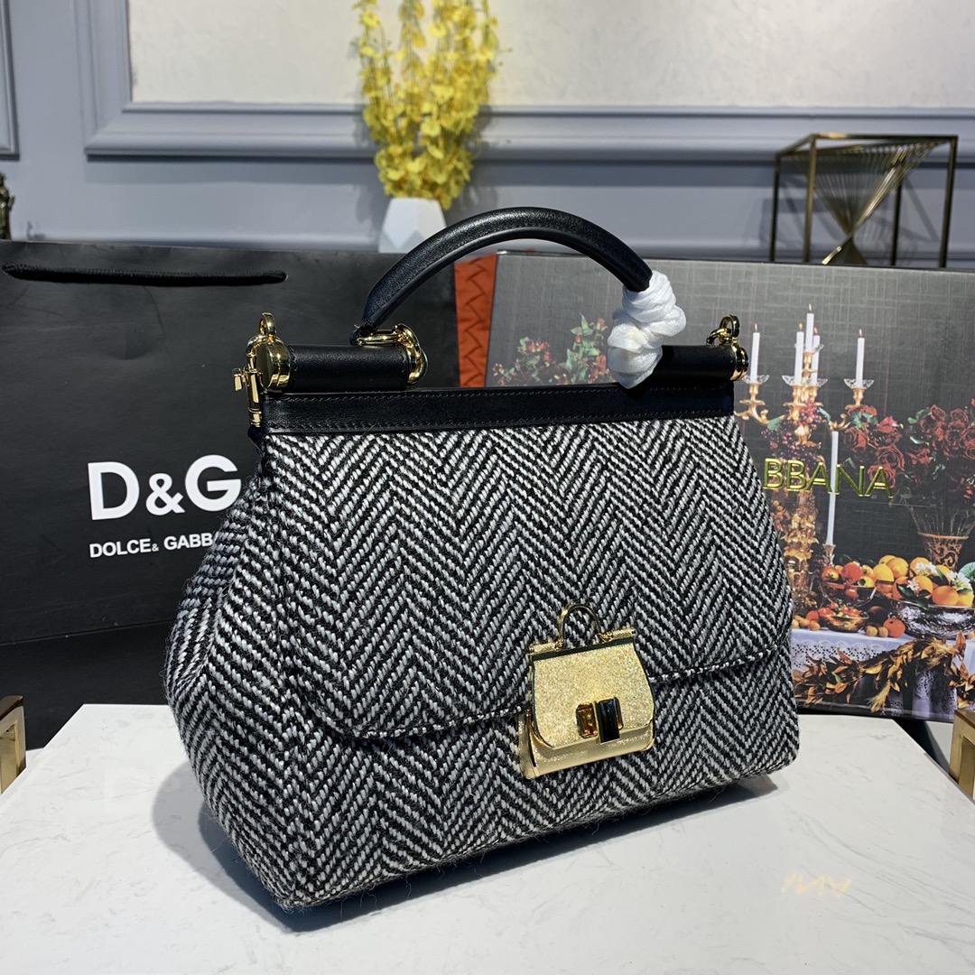 d01ce & Gab*a*a medium dauphine leather sicily bag bb6002 25 x 12 x 22 cm