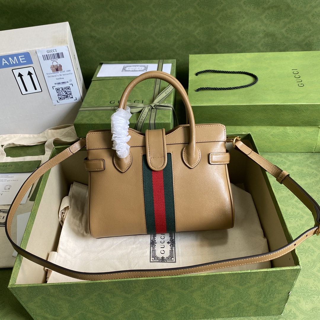 Gvc*1 small top handle bag with double g brown 658450 25 x 19 x 11 cm