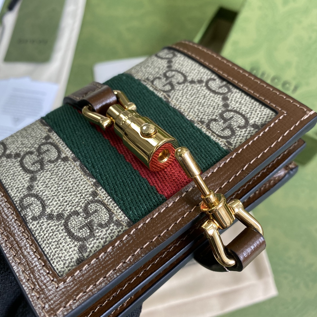 Gvc*1 jackie 1961 card case wallet gg svp*me canvas beige ‎645536 11 × 8.5 x 3 cm
