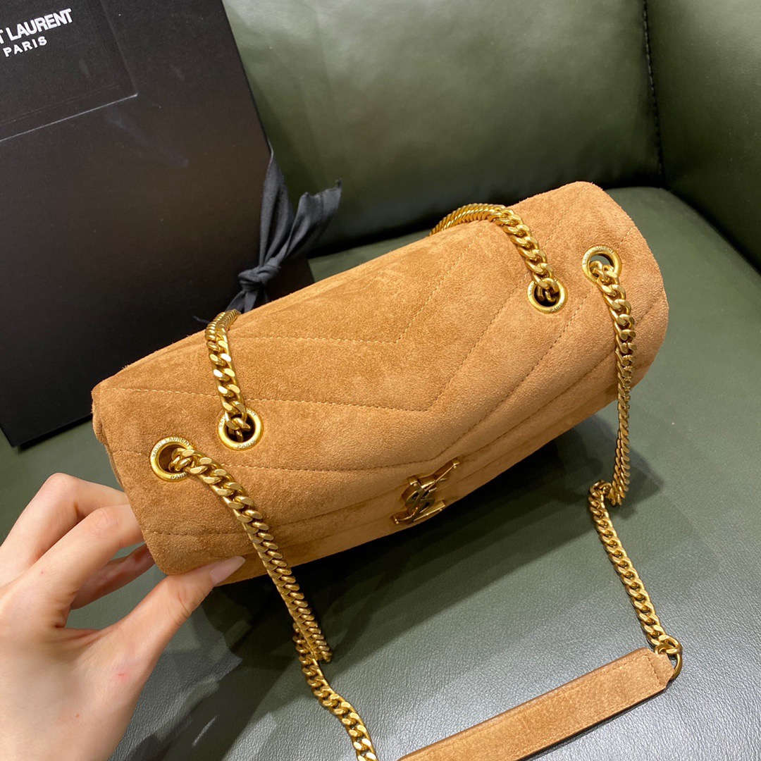 Y51 small loulou in matelassé "y" cinnamon suede 5749461 25 x 17 x 9 cm