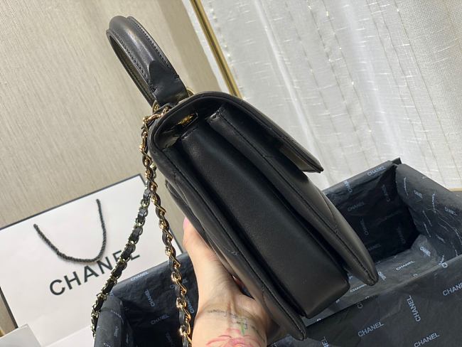Ch**el small flap bag with top handle black a92236 25cm
