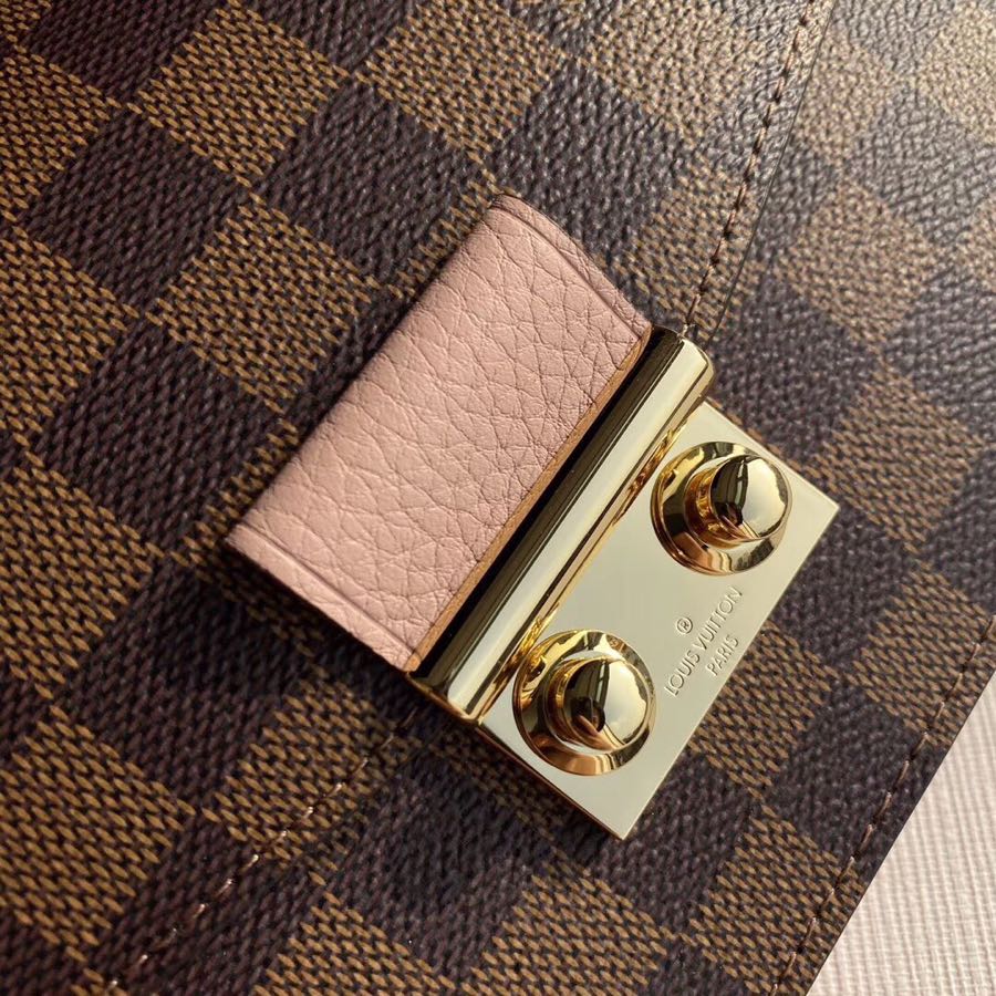l0vis Vvtt0n croisette chain wallet damier ebene magnolia pink n60287 21 x 13.5 x 5 cm