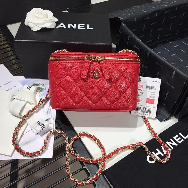 Ch**el cosmetic bag red as1341 16 × 8 × 10cm