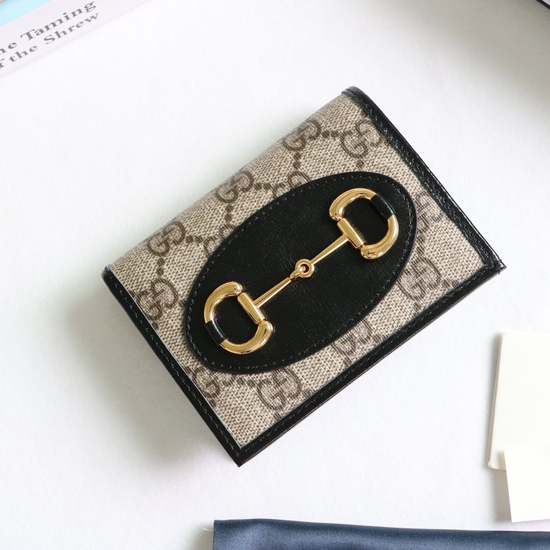 Gvc*1 horsebit 1955 card case wallet canvas black ‎621887 11 x 8.5 x 3 cm