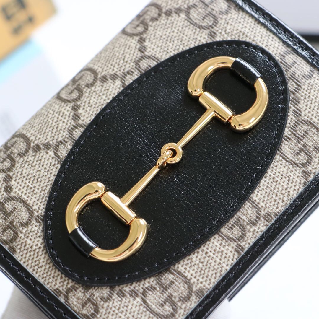 Gvc*1 horsebit 1955 card case wallet canvas black ‎621887 11 x 8.5 x 3 cm