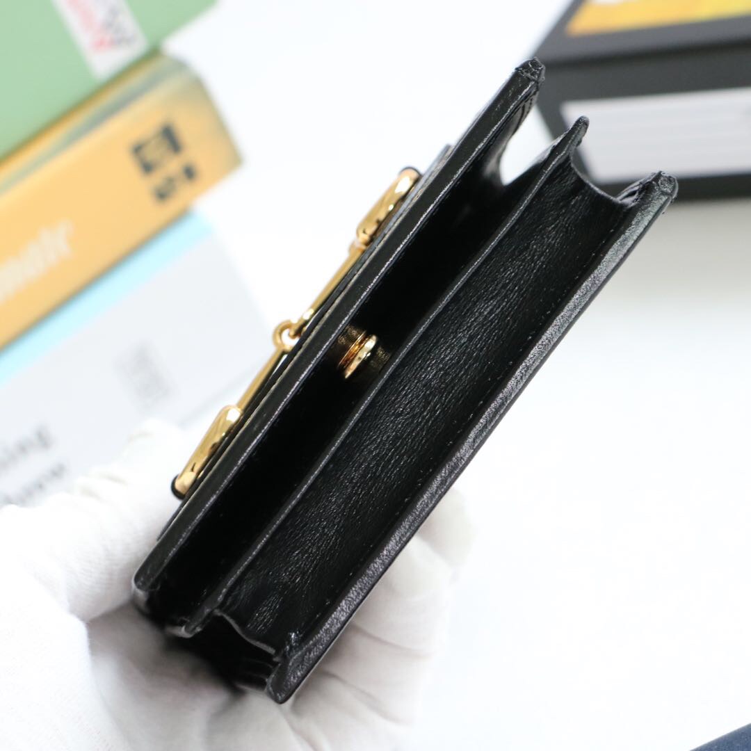 Gvc*1 horsebit 1955 card case wallet canvas black ‎621887 11 x 8.5 x 3 cm