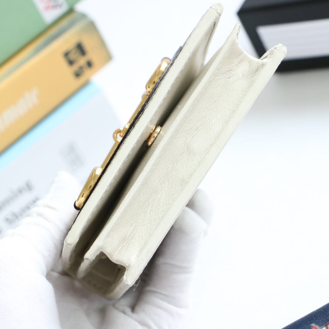 Gvc*1 horsebit 1955 card case wallet canvas white 621887 11 x 8.5 x 3 cm