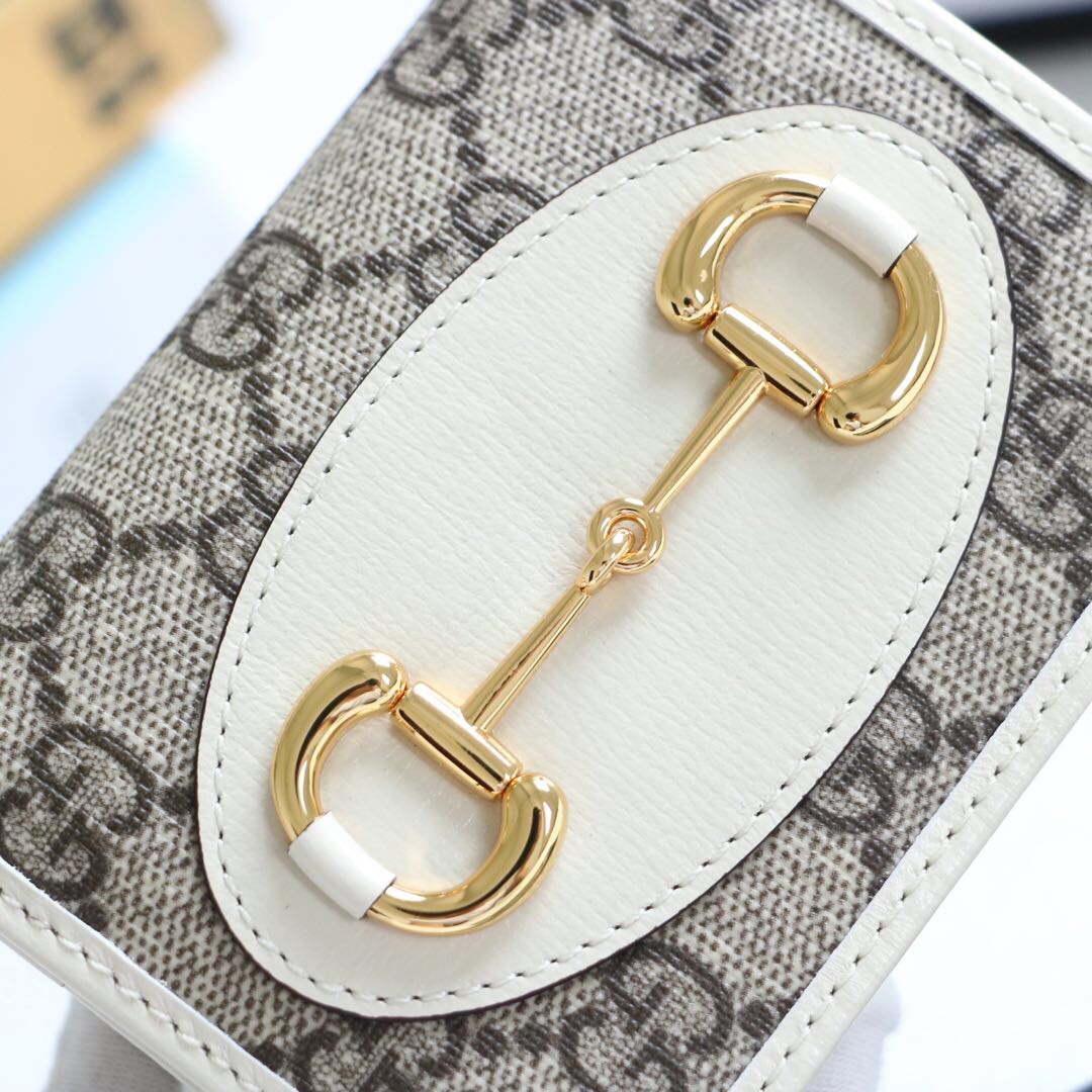 Gvc*1 horsebit 1955 card case wallet canvas white 621887 11 x 8.5 x 3 cm