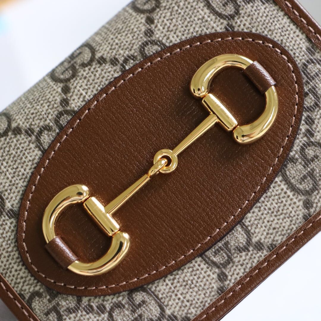 Gvc*1 horsebit 1955 card case wallet canvas brown ‎621887 11 x 8.5 x 3 cm