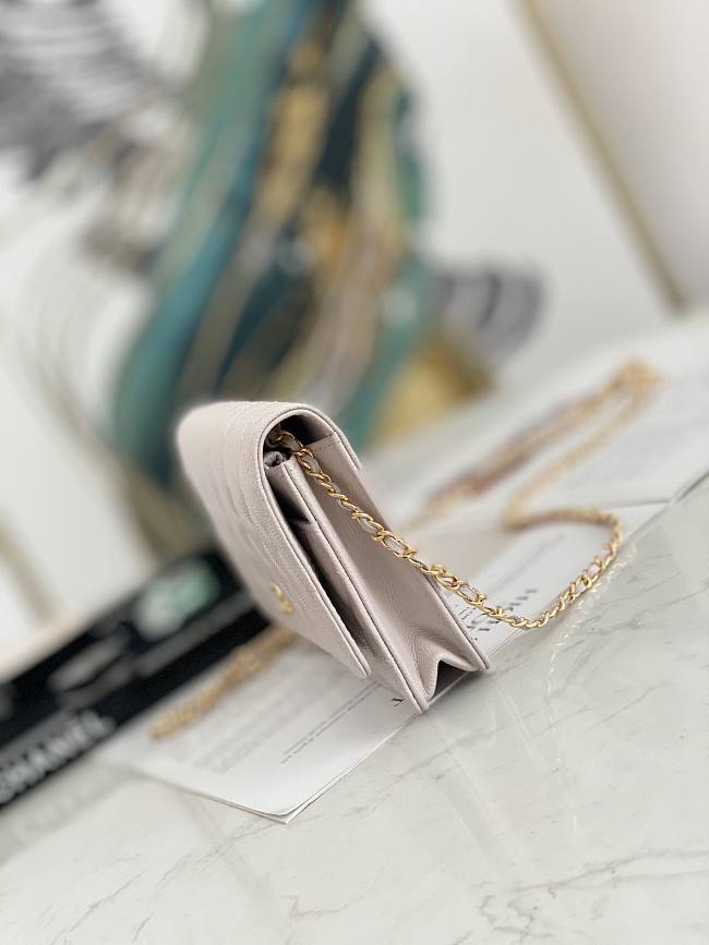 Ch**el wallet on chain light pink ap2298 19.2 × 12.3 x 3.5 cm
