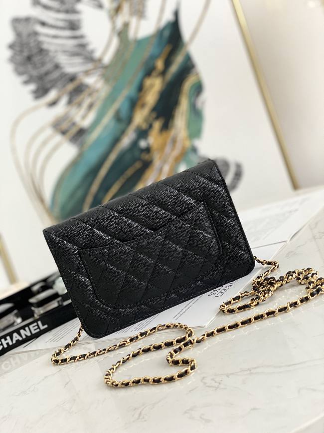 Ch**el wallet on chain black ap2298 19.2 × 12.3 x 3.5 cm