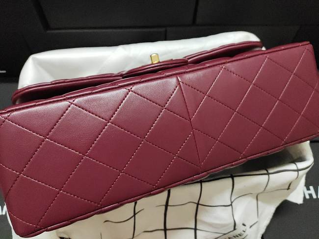 Ch**el flap bag lambskin leather gold chain burgundy a1113 30cm