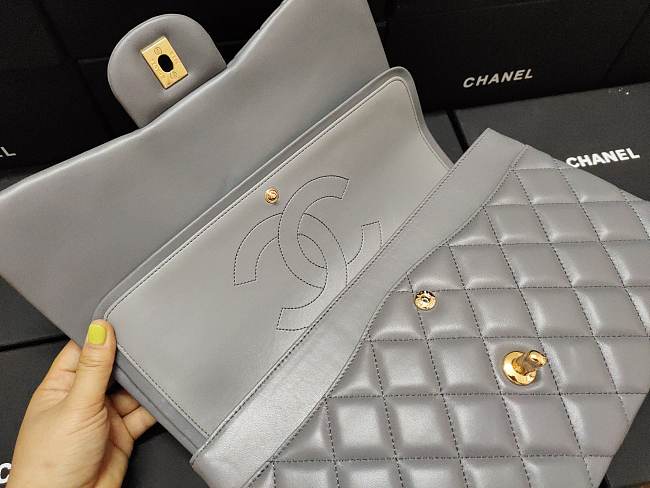 Ch**el flap bag lambskin leather gold chain gray a1113 30cm