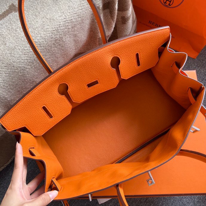 h**me5 cusT0m made shoulder birkin 42cm togo orange silver buckle