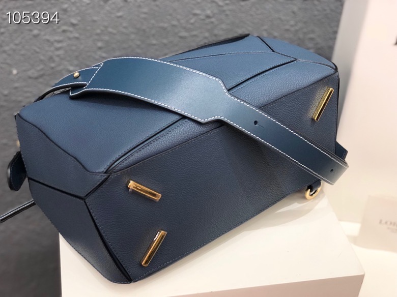 L0ew* puzzle blue grainy bag 29cm