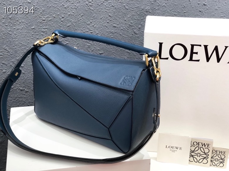 L0ew* puzzle blue grainy bag 29cm