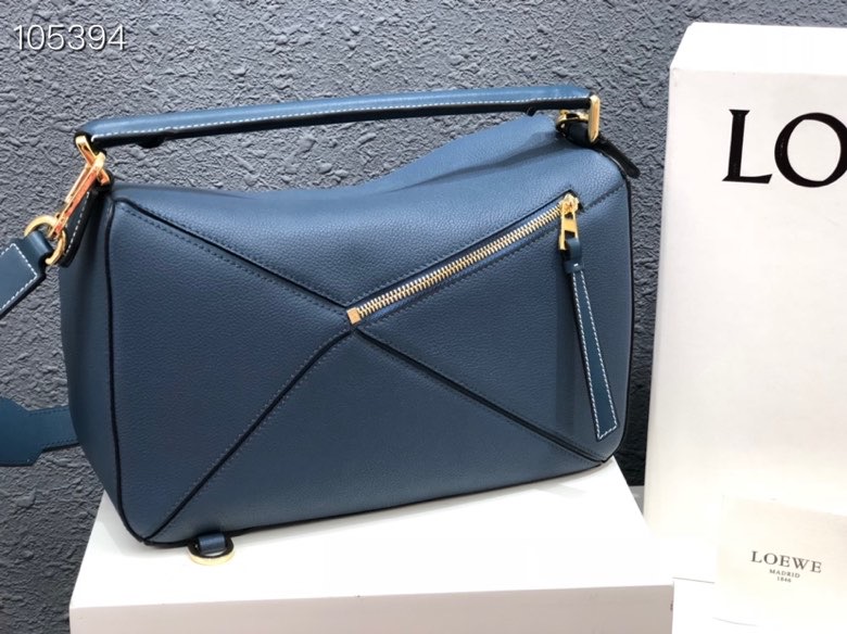 L0ew* puzzle blue grainy bag 29cm