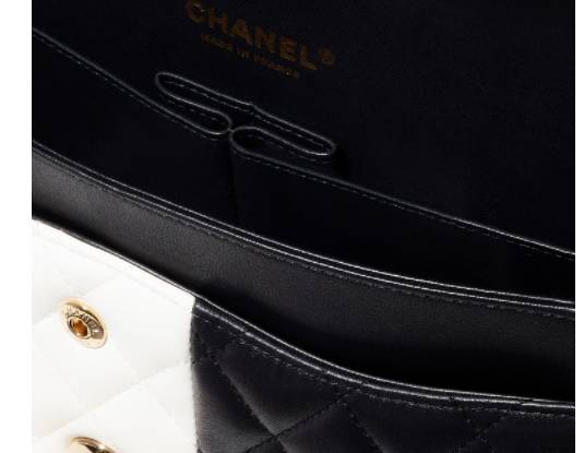 ch**el flap bag black and white & G01den chain 25cm