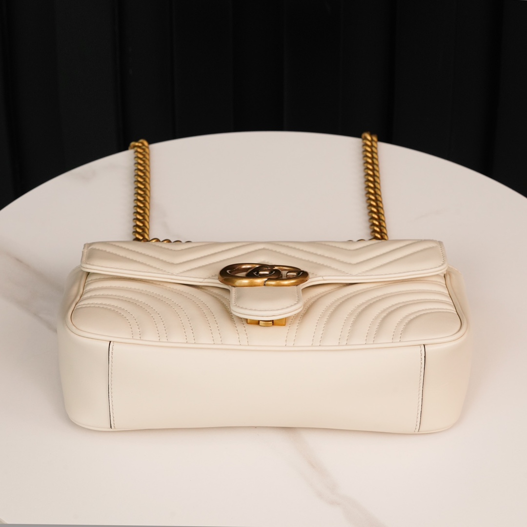 GG Marmont small matelassé shoulder bag White 443497 – 26x15x7cm