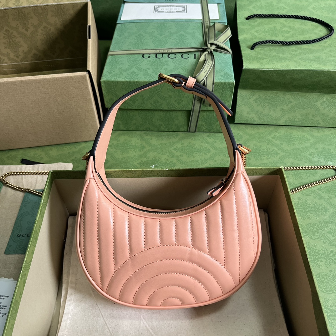 GG Marmont half-moon-shaped mini bag Peach 699514 – 21.5 x 11 x 5cm
