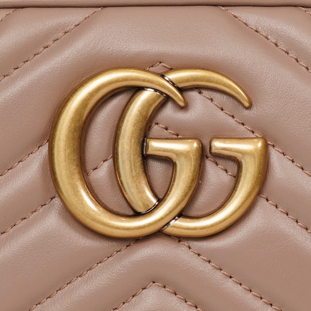 GG Marmont small matelassé shoulder bag (The camera bag) Dusty pink 447632 - 24x13x7cm